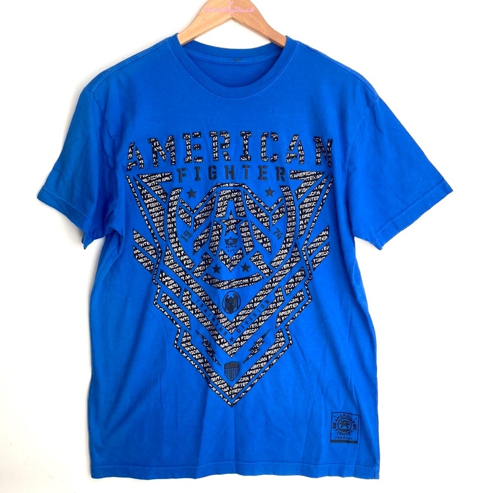 (A7) NEW American Fighter Mens Sz‎ M, Short Sleeve Graphic TShirt Top Blue, NWOT